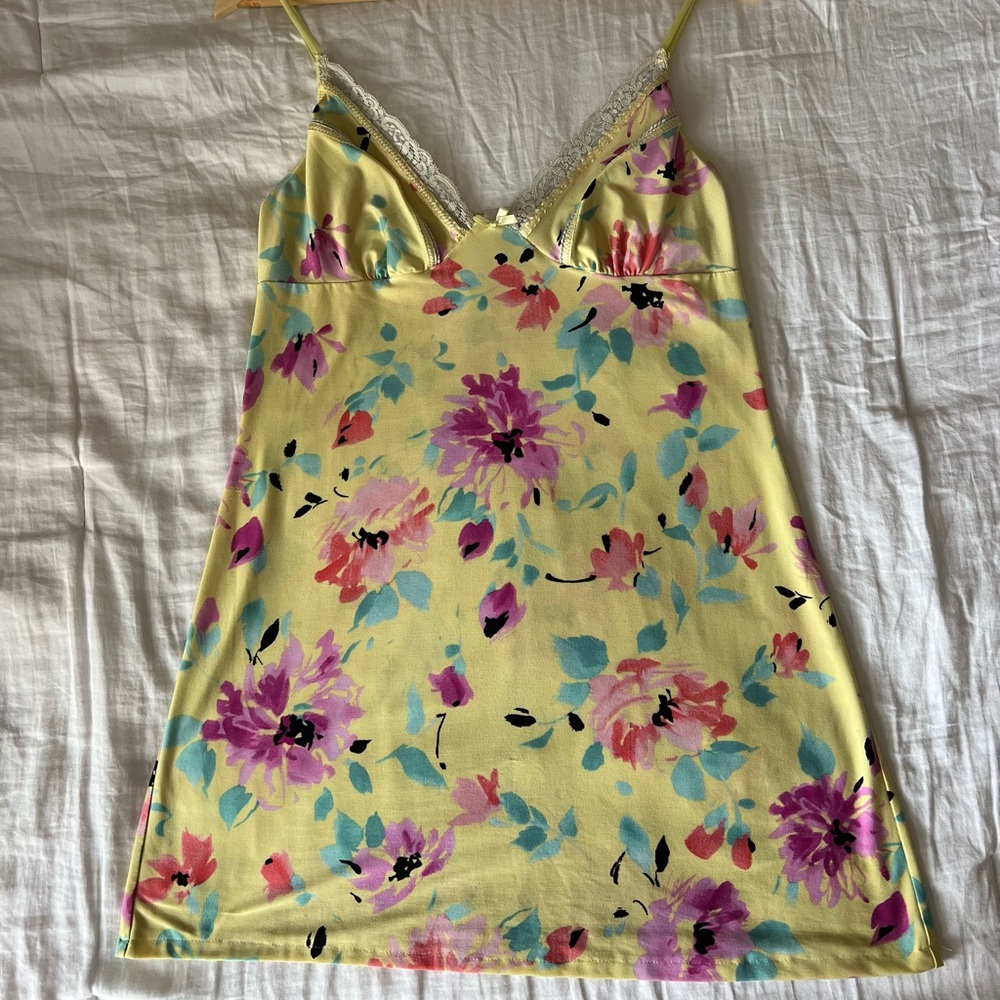 Floral Yellow Vintage Slip Dress/Nightgown